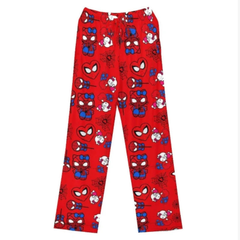 Cotton Velvet H.Kitty X Spider-Man Loose Pajama Pants