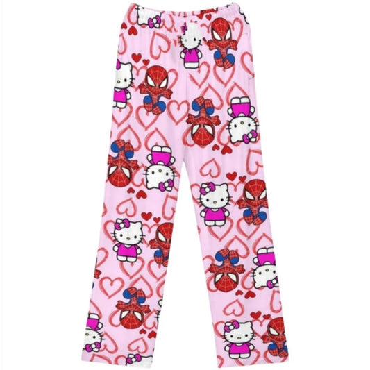 Cotton Velvet H.Kitty X Spider-Man Loose Pajama Pants