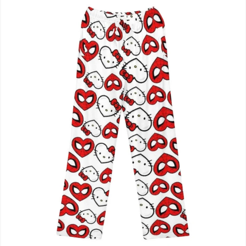 Cotton Velvet H.Kitty X Spider-Man Loose Pajama Pants